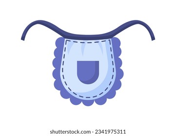 Kitchen apron concept. Clothes for cooking. Garment with pocket. Blue wear on strings. Template, layout and mock up. Cartoon flat vector illustration isolated on white background
