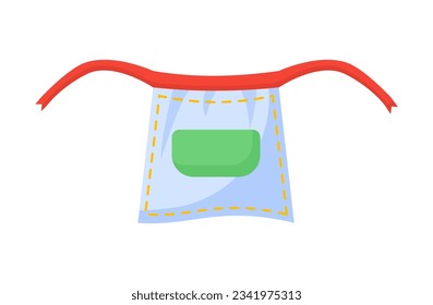 Concepto de delantal de cocina. Ropa para cocinar. Ropa con bolsillo para la preparación de sabrosos platos. Afiche o cartel para el sitio web. Dibujo vectorial plano de dibujos animados aislado en fondo blanco