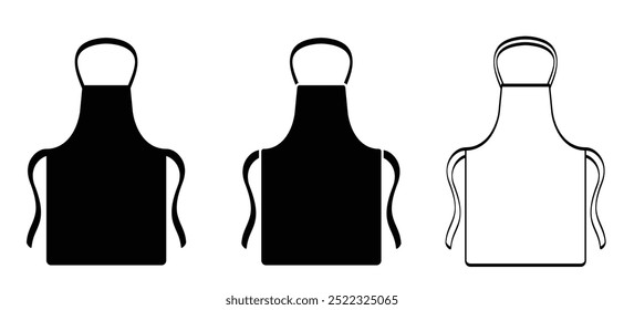 kitchen apron. Apron cooking kitchen. Chef cook clothing. Black aprons outfit tools. Line pattern.