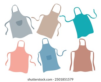 Kitchen apron element vector set cute cartoon style.