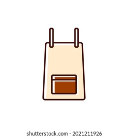 Kitchen apron flat icon. Barista clothes. Color filled symbol. Isolated vector stock illustration