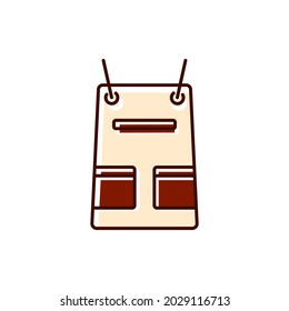 Icono plano del delantal de la cocina. Ropa de Barista. Símbolo relleno de color. Ilustración aislada de las existencias vectoriales