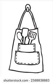 kitchen apron, home cooking. vector illustration in doodle style