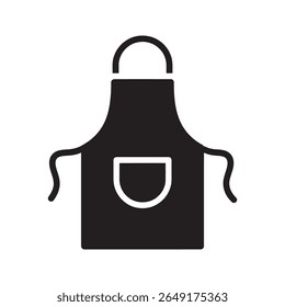 Ícone de avental de cozinha uma roupa protetora usada sobre roupas para cozinhar, assar ou grelhar para manter a limpeza em um restaurante ou casa definindo vetor ícone de glifo sólido