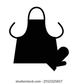 Diseño simple del icono del delantal de la cocina para cocinar y para el hogar