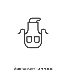 Icono de línea de delantal de cocina. signo de estilo lineal para concepto móvil y diseño web. Icono vectorial de contorno de delantal uniforme del chef. Símbolo, ilustración del logotipo. Gráficos vectoriales