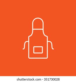 Küchenschürze für Web-, Mobil- und Infografiken. Vektorweißes Symbol einzeln auf rotem Hintergrund.