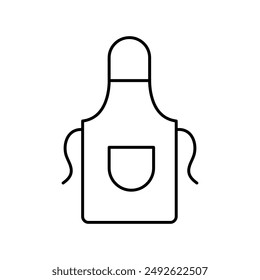 Kitchen apron outline icon. Apron with pocket sign flat black illustration on white background..eps