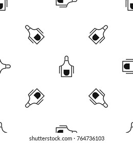 Kitchen apron pattern repeat seamless in black color for any design. Vector geometric illustration