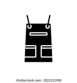 Kitchen apron with pocket glyph icon. Barista wear. Black silhouette symbol. Isolated vector stock illustration