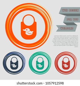 Kitchen apron protective garment flat icon on the red, blue, green, orange buttons for your website and design with space text. Vector illustration