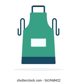 Kitchen apron vector flat material design object. Isolated illustration on white background.