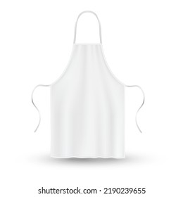 uniforme protector blanco de protector de manzana de cocina para cocina de alimentos ilustraciones vectoriales realistas. Ropa de seguridad de tejidos, colofón de cocina de cocinero, accesorio de ama de casa con correas. Ropa de ropa de cocina Ropa de trabajo textil