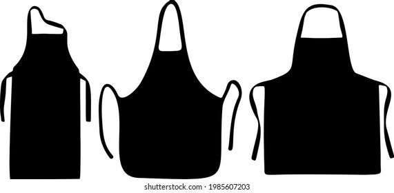 Kitchen aprons in the set. Vector image.