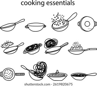 Kitchen Assets Game Art Icon Line Art Hand Drawn illustration 