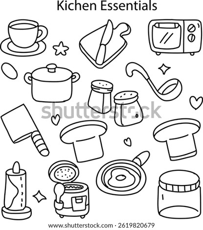 Kitchen Assets Game Art Icon Line Art Hand Drawn illustration 