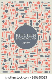 Kitchen background vector items