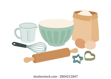 Kitchen Baking Tools With Flour And Eggs
