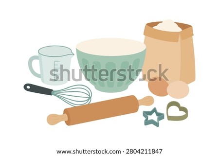 Kitchen Baking Tools With Flour And Eggs