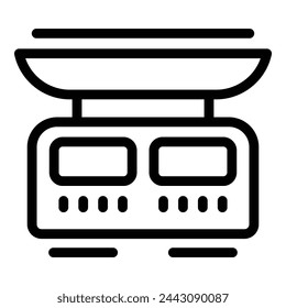 Vector de contorno de icono de balance de cocina. Escala culinaria. Aparato de pesaje digital