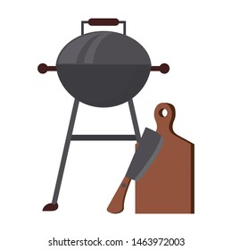 Kitchen barbecue utensils for grill table and axe vector illustration graphic design