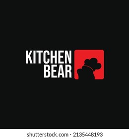 Kitchen bear logo design inspiration. Silhouette bear chef logo template. Vector Illustration