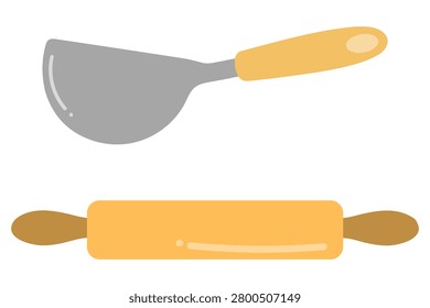 Kitchen Big Spoon And Rolling Pin Illustration
