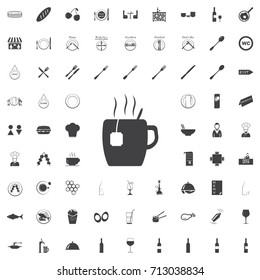 kitchen black icon of a cup of tea black icon on the white background restaurant cafe set Flat vector illustration