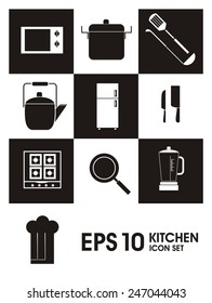 kitchen black icon set