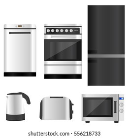 Kitchen black and white appliances set