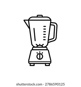 Kitchen Blender Appliance With Black Outline Isolated On A Plain White Background Surface