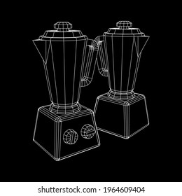 Kitchen blender. Appliance, equipment mixer machine. Wireframe low poly mesh vector illustration