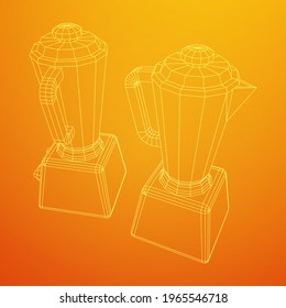 Kitchen blender. Appliance, equipment mixer machine. Wireframe low poly mesh vector illustration