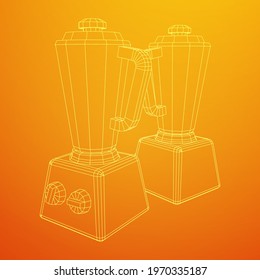 Kitchen blender. Appliance, equipment mixer machine. Wireframe low poly mesh vector illustration