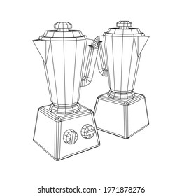 Kitchen blender. Appliance, equipment mixer machine. Wireframe low poly mesh vector illustration