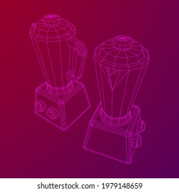 Kitchen blender. Appliance, equipment mixer machine. Wireframe low poly mesh vector illustration