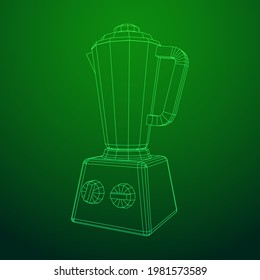 Kitchen blender. Appliance, equipment mixer machine. Wireframe low poly mesh vector illustration