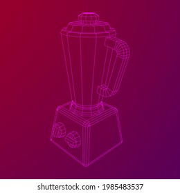 Kitchen blender. Appliance, equipment mixer machine. Wireframe low poly mesh vector illustration
