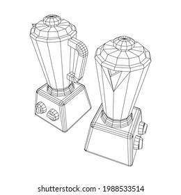 Kitchen blender. Appliance, equipment mixer machine. Wireframe low poly mesh vector illustration