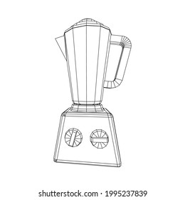 Kitchen blender. Appliance, equipment mixer machine. Wireframe low poly mesh vector illustration