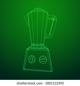 Kitchen blender. Appliance, equipment mixer machine. Wireframe low poly mesh vector illustration