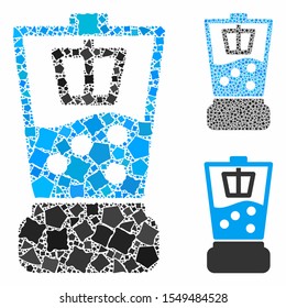 Kitchen blender composition of bumpy pieces in different sizes and color tinges, based on kitchen blender icon. Vector joggly pieces are combined into composition.