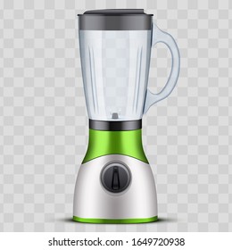 Kitchen blender with glass container. Electronic Kitchen appliance. Concept of Health food and smoothie. Vector Illustration isolated on transparent background.