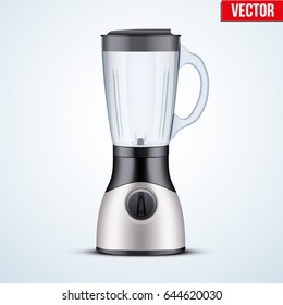 Kitchen blender with glass container. Electronic Kitchen appliance. Original design. Concept of Health food and drink. Vector Illustration isolated on background.