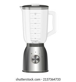 Kitchen blender with glass container. Food Processor. Electronic Kitchen appliance. Concept of Health food and drink. Vector Illustration isolated on background.