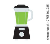 kitchen blender with green smoothie icon- Vector Illustration