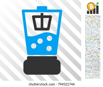 Kitchen Blender icon with 700 bonus bitcoin mining and blockchain pictographs. Vector illustration style is flat iconic symbols design for blockchain software.