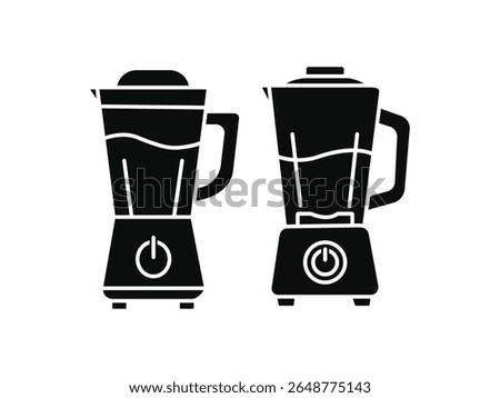 Kitchen blender icon set for food processing. black silhouette illustrations of modern blenders. Blender silhouette on white background.