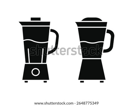 Kitchen blender icon set for food processing. black silhouette illustrations of modern blenders. Blender silhouette on white background.
