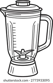 Kitchen Blender Line Art Icon Black White Minimal Appliance Technical Illustration Vector Design